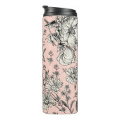 Nahtloses Muster. Realistischer, blühender abgesch Thermosbecher (Nach rechts gedreht)