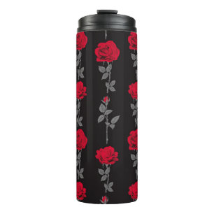 Nahtloses Muster rote Rosenblüten vintage abstrakt Thermosbecher