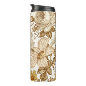 Nahtloses Muster. Schönes, rosa blühendes Realisti Thermosbecher (Nach rechts gedreht)