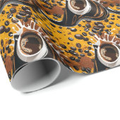 Nahtloses Muster schwarzer Kaffee Lover Geschenkpapier (Rolleneckpunkt)