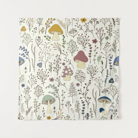 Nahtloses Muster. Set von farbenfrohen wilden Pfla Wandteppich (Vorderseite)