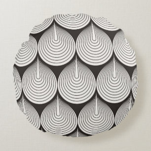 Nahtloses Muster. Stilvolle monochrome Ornamente. Rundes Kissen