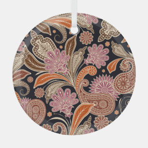 Nahtloses Muster, traditionelles Paisley-Design Ornament Aus Glas
