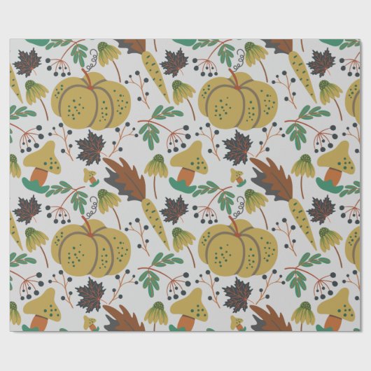 Nahtloses Muster tropischer Kürbis und Karotten Geschenkpapier (Flach)