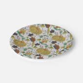 Nahtloses Muster tropischer Kürbis und Karotten Pappteller (Schrägansicht)