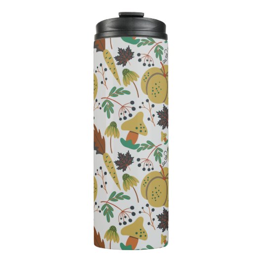 Nahtloses Muster tropischer Kürbis und Karotten Thermosbecher (Vorderseite)