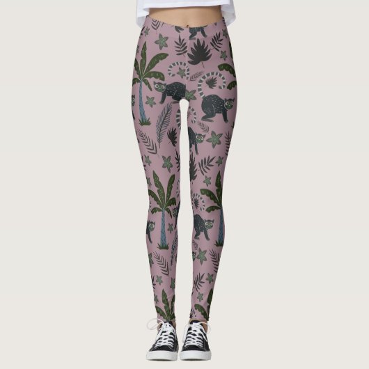 Nahtloses Muster tropischer Tiere Leggings (Vorderseite)