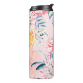 Nahtloses Muster von Chrysanthemum, Orange und Blo Thermosbecher (Nach links gedreht)