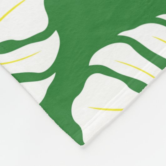 Nahtloses Muster weißer Monstera-Blätter auf einem Fleecedecke (Ecke)