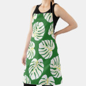 Nahtloses Muster weißer Monstera-Blätter auf einem Schürze (InSitu)