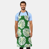 Nahtloses Muster weißer Monstera-Blätter auf einem Schürze (Getragen)