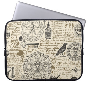 nahtloses Muster zum Thema Alchemie im Vintage-Sti Laptopschutzhülle