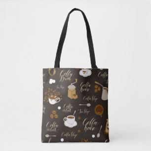 Nahtloses Muster zum Thema Tee und Kaffee im Retro Tasche