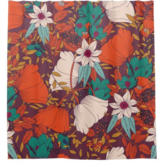 Nahtloses Musterdesign mit handgezeichneten Blume Duschvorhang (Vorderseite)