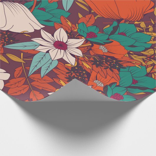 Nahtloses Musterdesign mit handgezeichneten Blume  Geschenkpapier (Ecke)