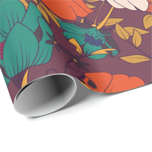 Nahtloses Musterdesign mit handgezeichneten Blume Geschenkpapier (Rolleneckpunkt)