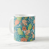 Nahtloses Musterdesign mit handgezeichneten Blume Kaffeetasse (Vorderseite Links)