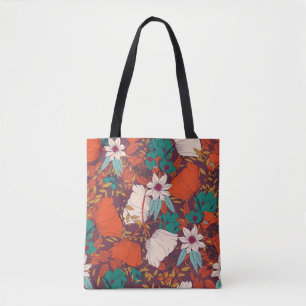 Nahtloses Musterdesign mit handgezeichneten Blume  Tasche