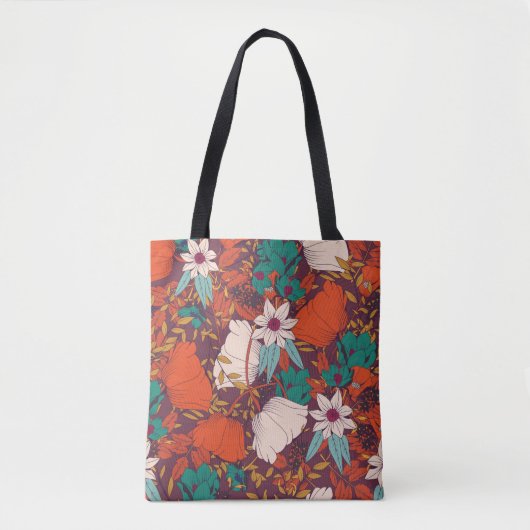Nahtloses Musterdesign mit handgezeichneten Blume Tasche (Vorderseite)