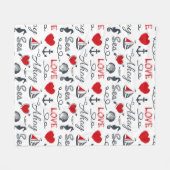 Nahtloses nautisches Muster Fleecedecke (Vorderseite (Horizontal))