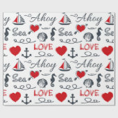 Nahtloses nautisches Muster Geschenkpapier (Flach)