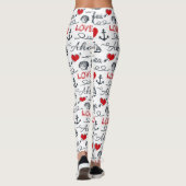 Nahtloses nautisches Muster Leggings (Rückseite)