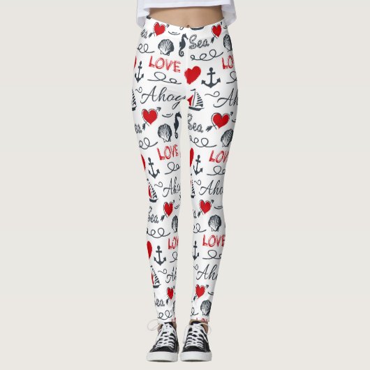 Nahtloses nautisches Muster Leggings (Vorderseite)