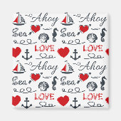 Nahtloses nautisches Muster Magnet (Vorne)