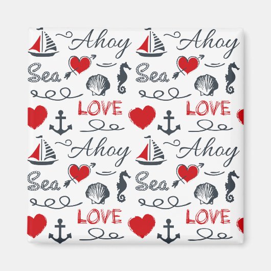 Nahtloses nautisches Muster Magnet (Vorne)