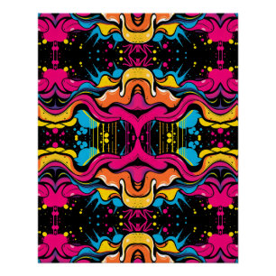 Nahtloses neon-psychedelisches Wellenmuster Poster