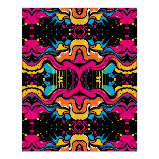 Nahtloses neon-psychedelisches Wellenmuster Poster (Vorderseite)