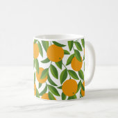 Nahtloses orangefarbenes Baumkunstmuster. Kaffeetasse (VorderseiteRechts)