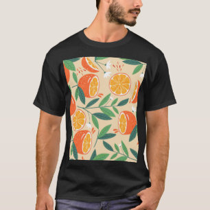 Nahtloses orangefarbenes Muster, abstrakte Vintage T-Shirt