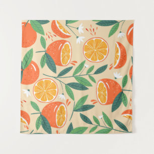 Nahtloses orangefarbenes Muster, abstrakte Vintage Wandteppich