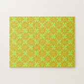 Nahtloses Oranger Grünes Blumenmuster Puzzle (Horizontal)