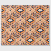 Nahtloses orientalisches Muster, schwarz, orange. Geschenkpapier (Flach)