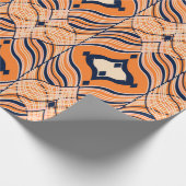 Nahtloses orientalisches Muster, schwarz, orange. Geschenkpapier (Ecke)
