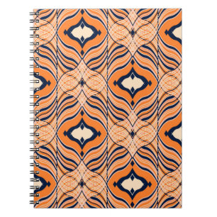 Nahtloses orientalisches Muster, schwarz, orange. Notizblock