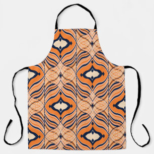 Nahtloses orientalisches Muster, schwarz, orange. Schürze