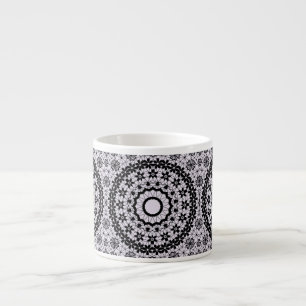 Nahtloses ornamentales schwarzes graues Spitzen-De Espressotasse