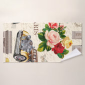 Nahtloses Pariser Vintages Ambiente mit Retroauto, Badehandtuch (Badehandtuch)