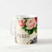 Nahtloses Pariser Vintages Ambiente mit Retroauto, Kaffeetasse (Vorderseite Links)