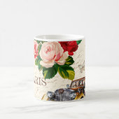 Nahtloses Pariser Vintages Ambiente mit Retroauto, Kaffeetasse (Mittel)