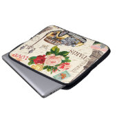 Nahtloses Pariser Vintages Ambiente mit Retroauto, Laptopschutzhülle (Vorne Knopf)