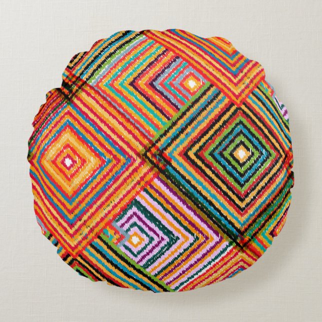 Nahtloses Patchwork-Design. Creative Backgr Rundes Kissen (Vorderseite)