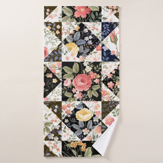 nahtloses Patchwork mit Blume Badehandtuch (Badehandtuch)