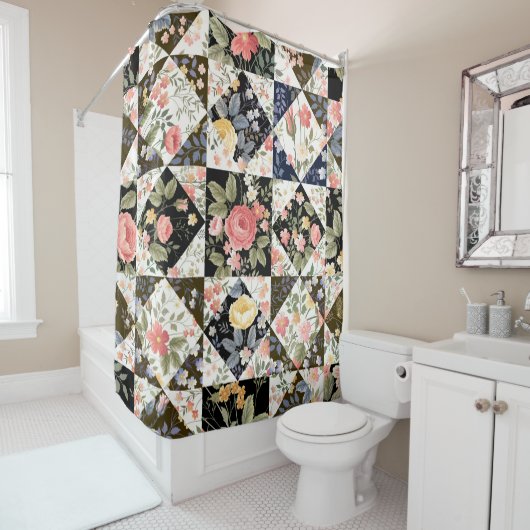 nahtloses Patchwork mit Blume Duschvorhang (Beispiel)