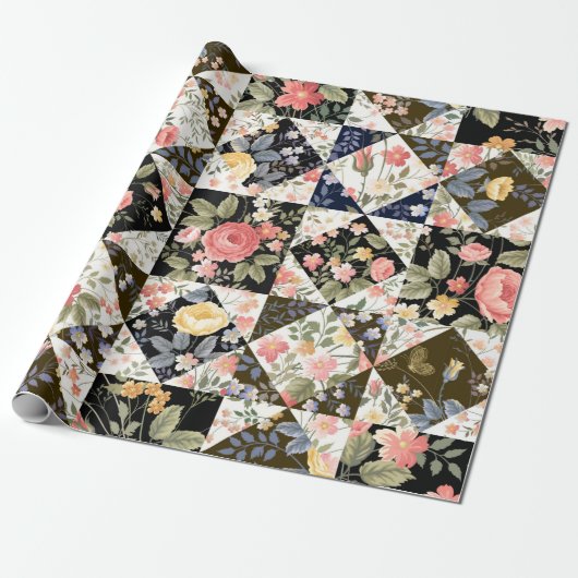 nahtloses Patchwork mit Blume Geschenkpapier (Ungerollt)