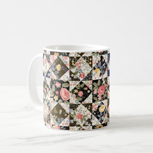 nahtloses Patchwork mit Blume Kaffeetasse (Vorderseite Links)