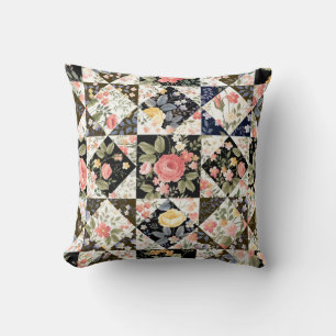nahtloses Patchwork mit Blume Kissen